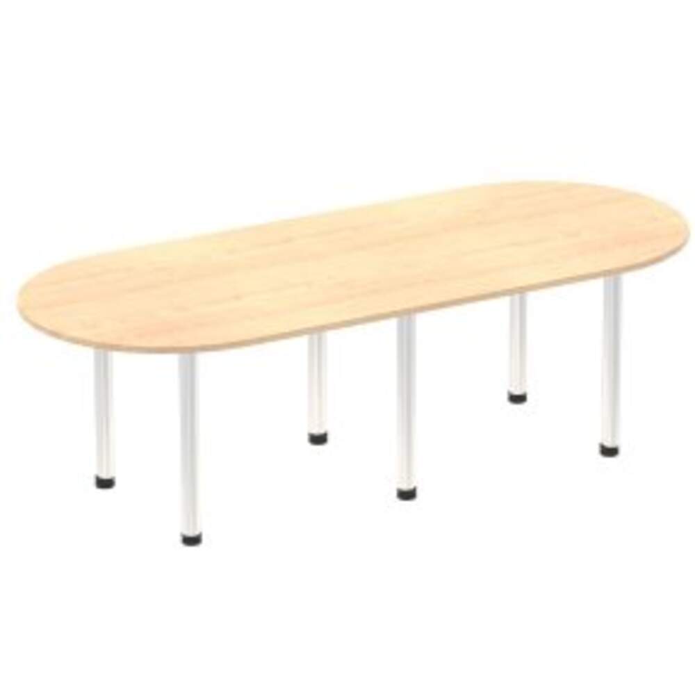 Impulse 2400mm Boardroom Table Maple Top Brushed Aluminium Post Leg