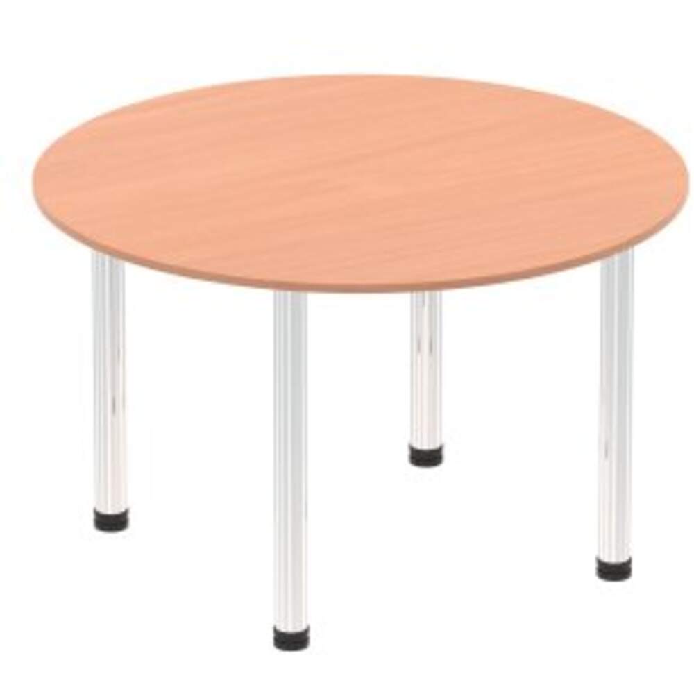 Impulse 1000mm Round Table Beech Top Chrome Post Leg