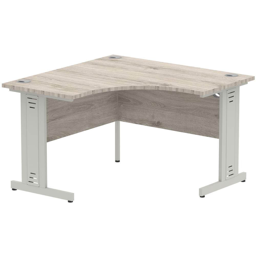 Impulse 1200mm Corner Desk Grey Oak Top Silver Cable Managed Leg