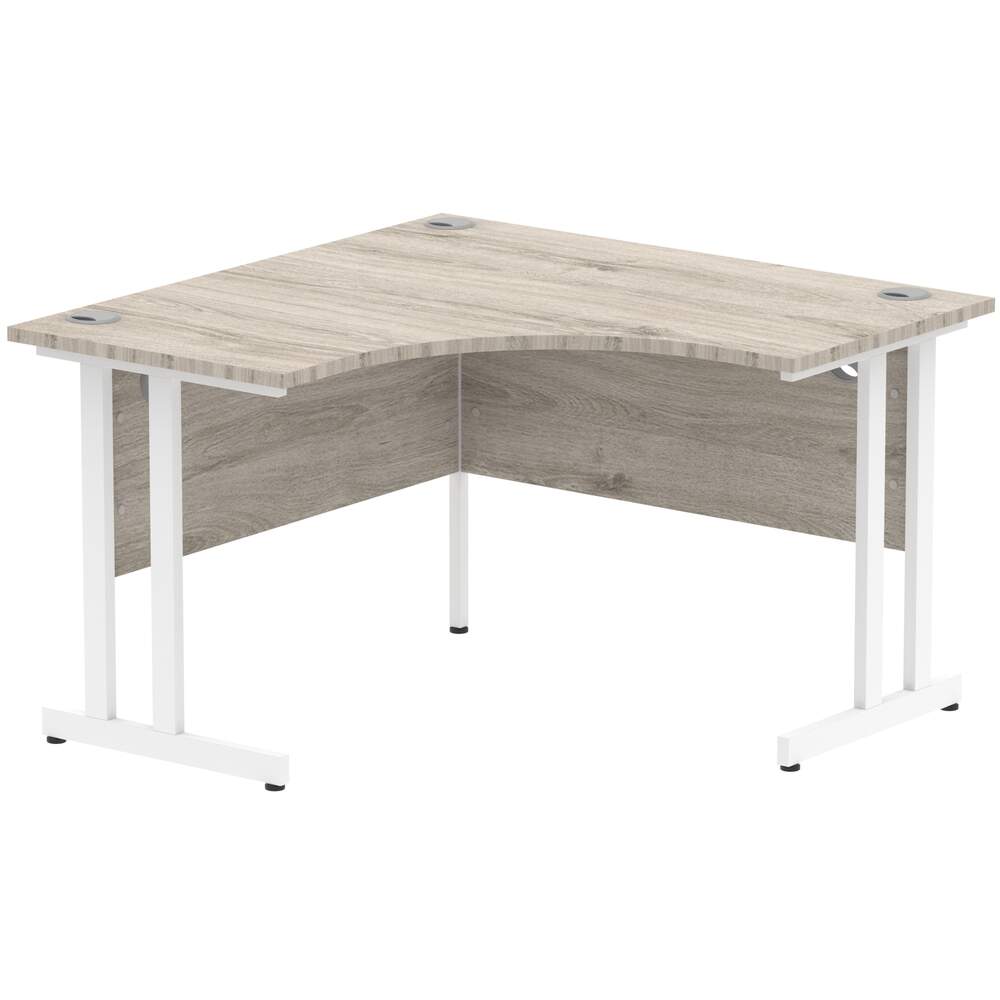 Impulse 1200mm Corner Desk Grey Oak Top White Cantilever Leg