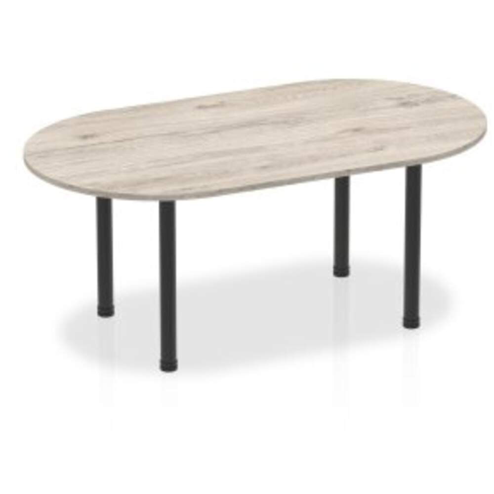 Impulse 1800mm Boardroom Table Grey Oak Top Black Post Leg