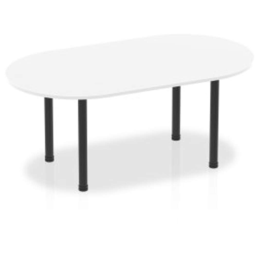 Impulse 1800mm Boardroom Table White Top Black Post Leg