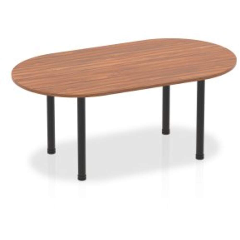 Impulse 1800mm Boardroom Table Walnut Top Black Post Leg