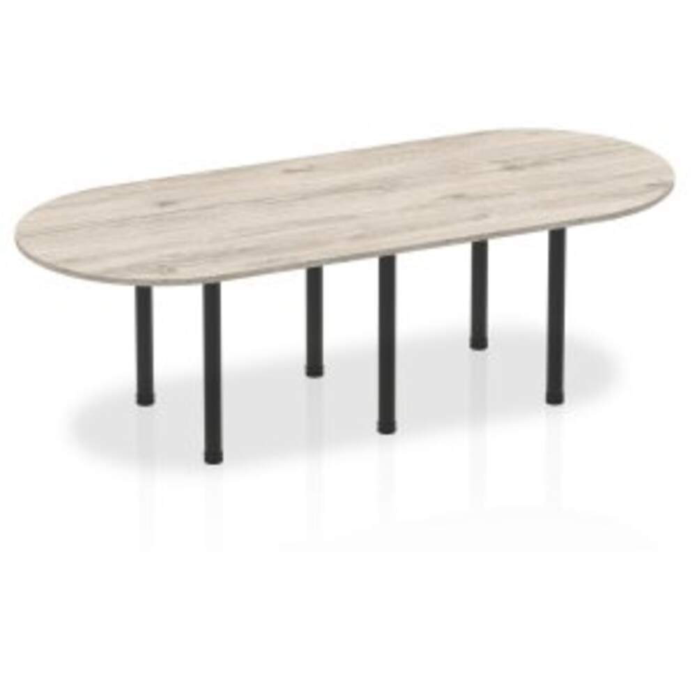 Impulse 2400mm Boardroom Table Grey Oak Top Black Post Leg