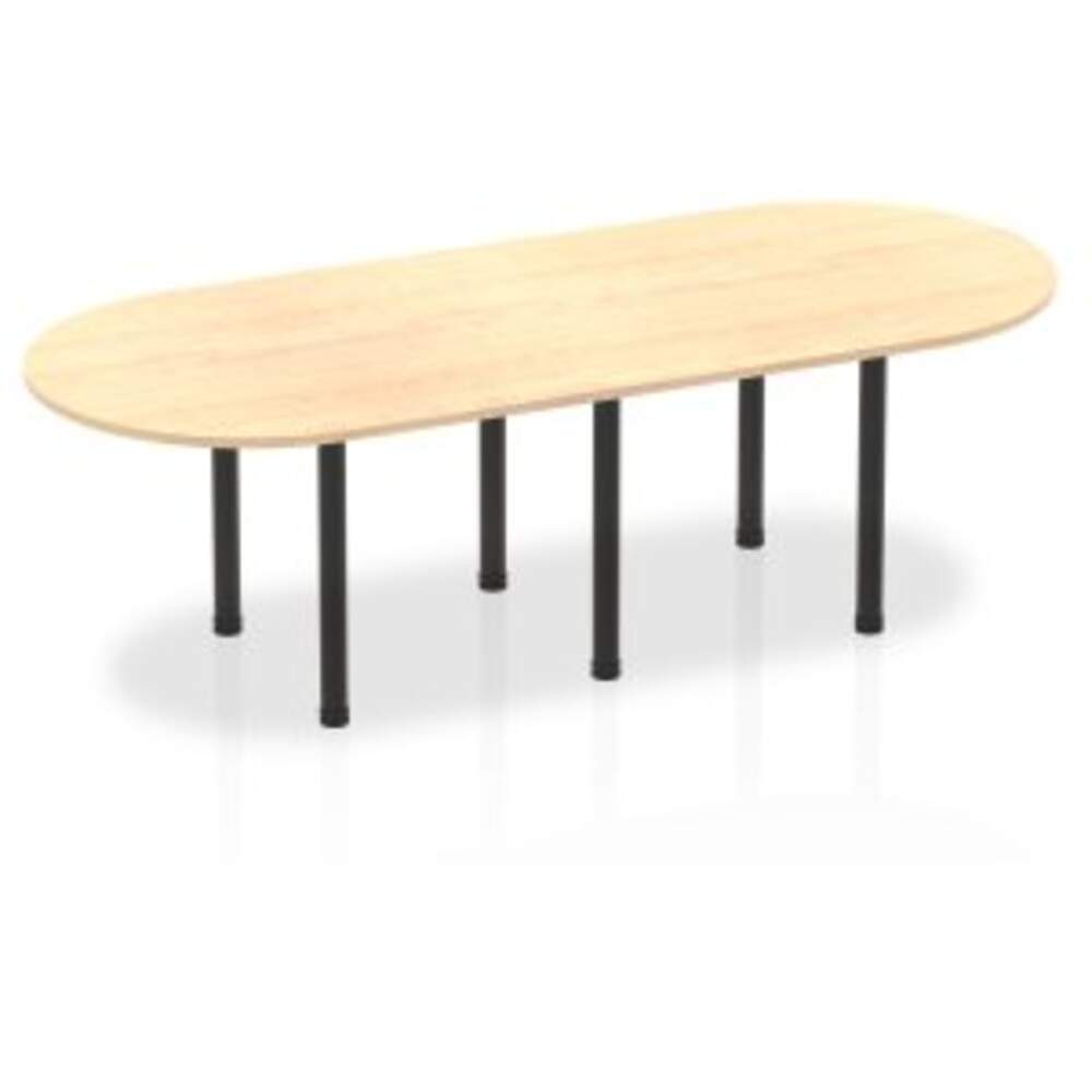 Impulse 2400mm Boardroom Table Maple Top Black Post Leg