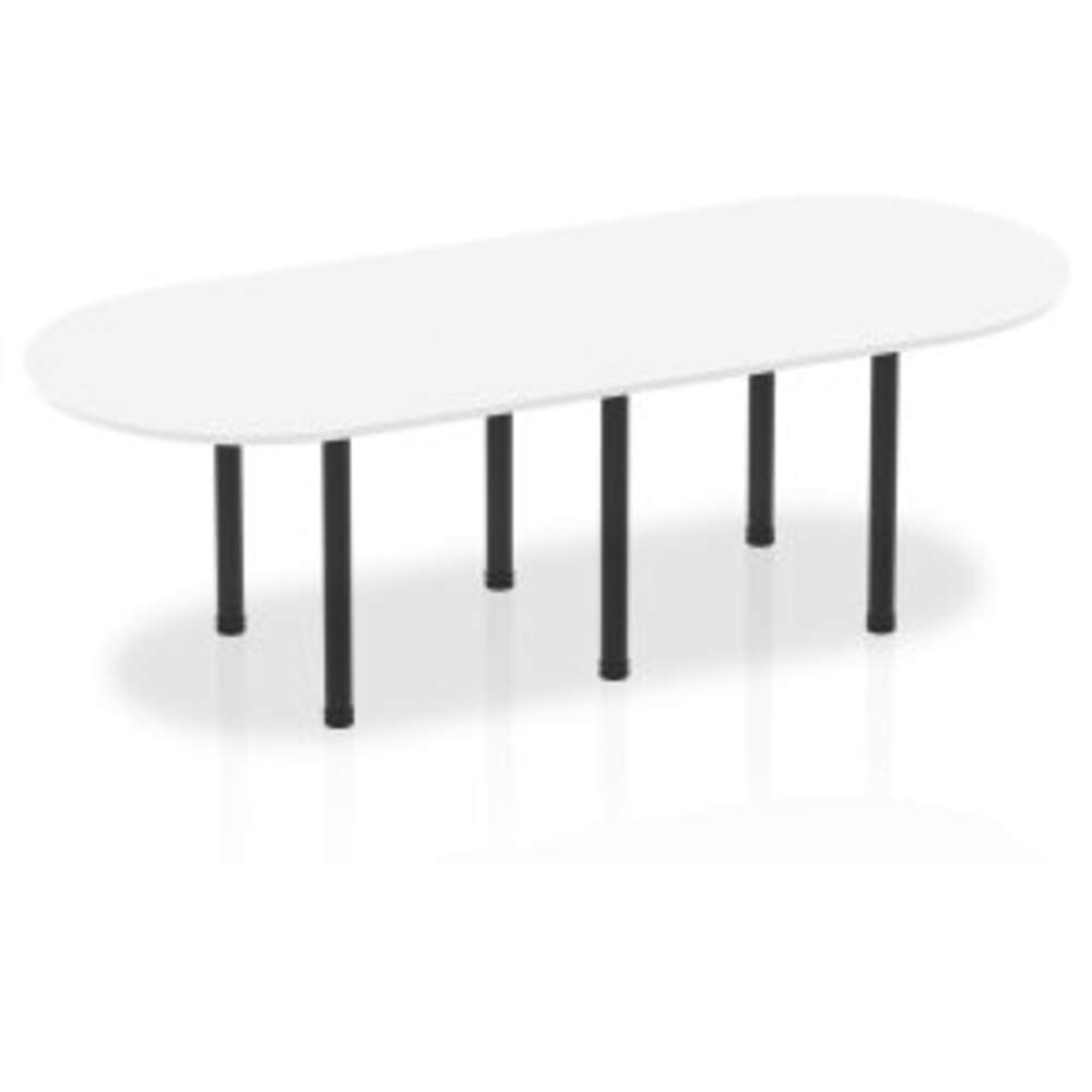 Impulse 2400mm Boardroom Table White Top Black Post Leg