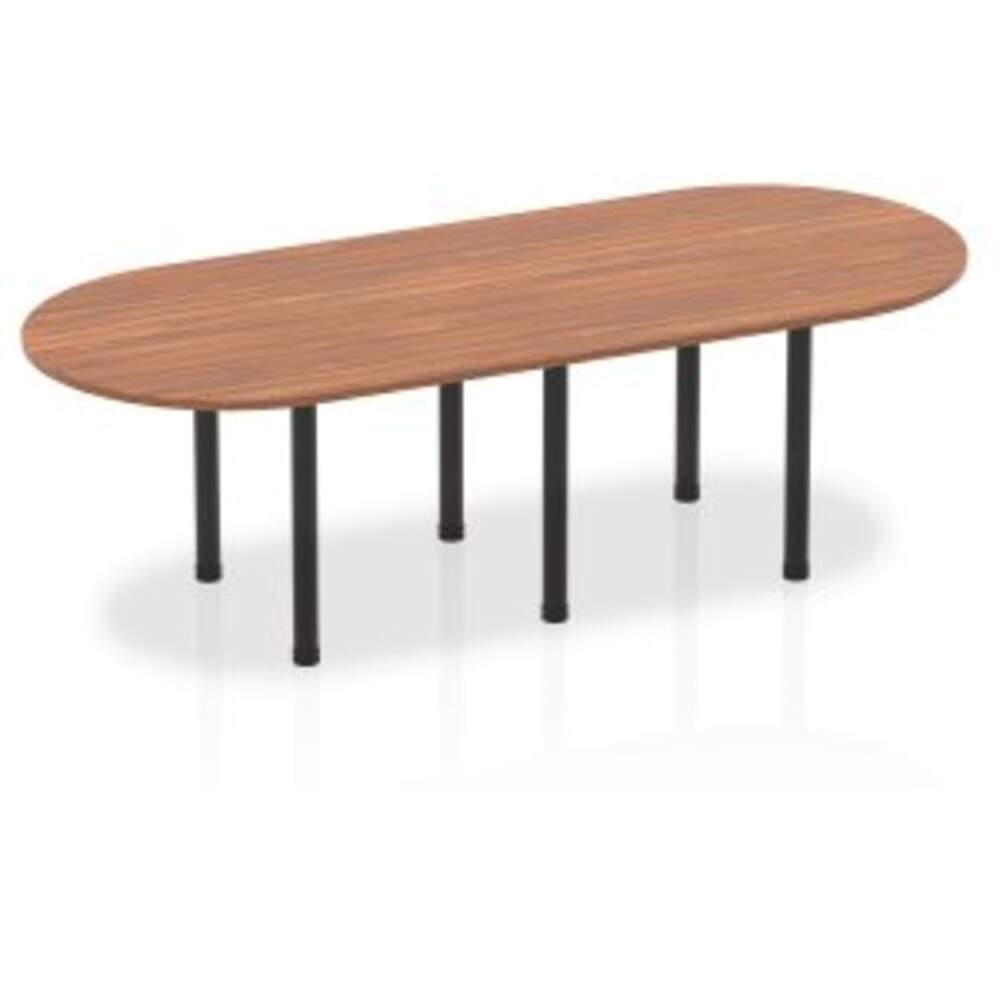 Impulse 2400mm Boardroom Table Walnut Top Black Post Leg