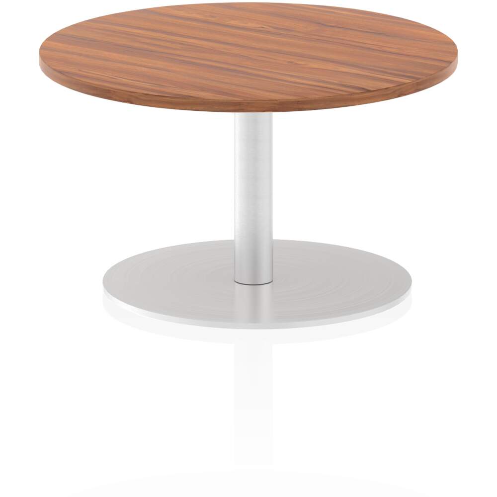 Italia 600mm Poseur Round Table Walnut Top 475mm High Leg