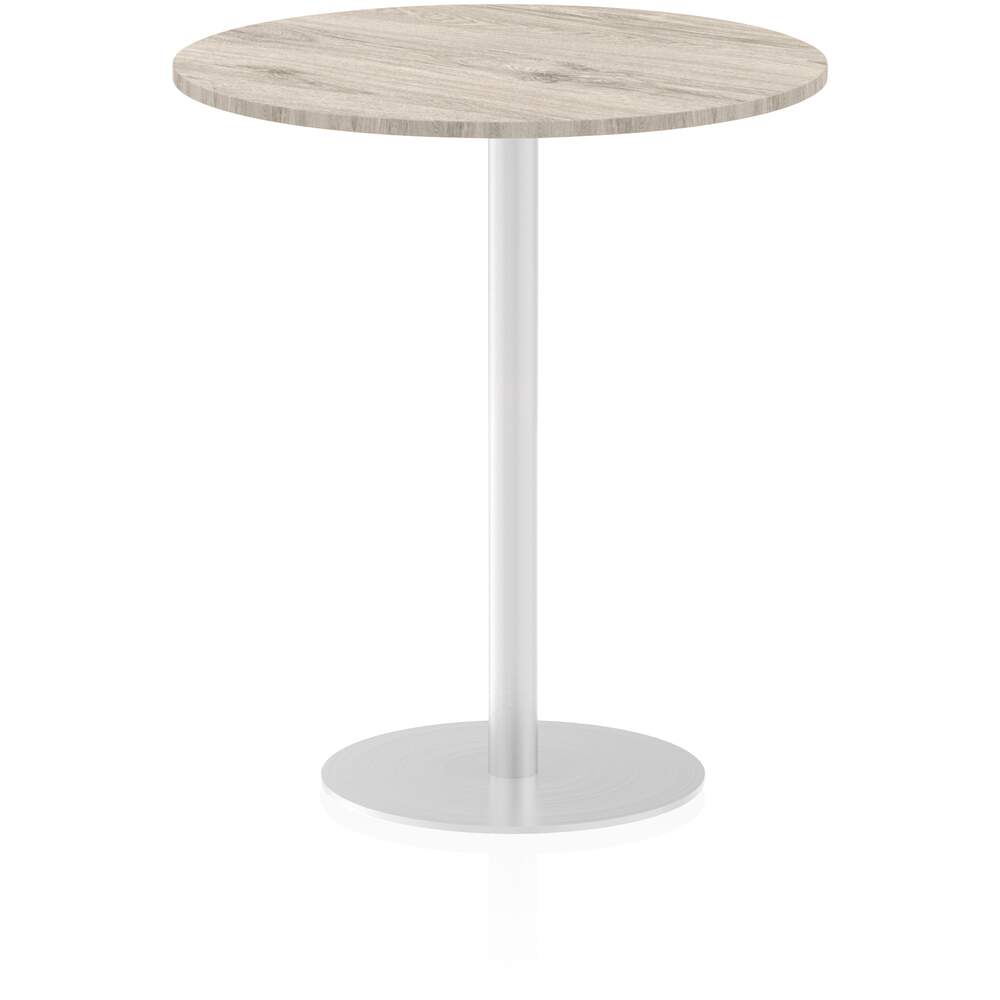 Italia 1000mm Poseur Round Table Grey Oak Top 1145mm High Leg