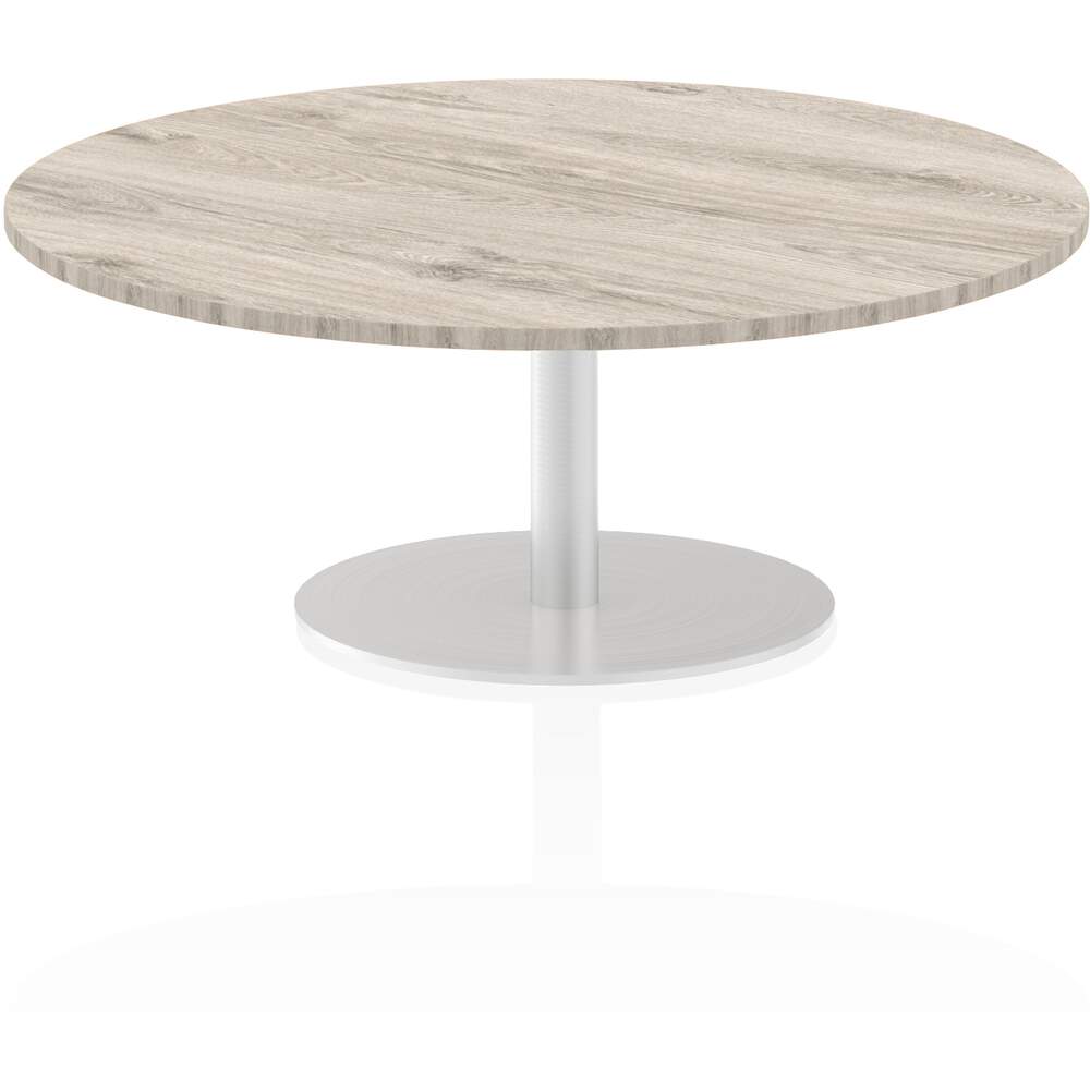 Italia 1200mm Poseur Round Table Grey Oak Top 475mm High Leg