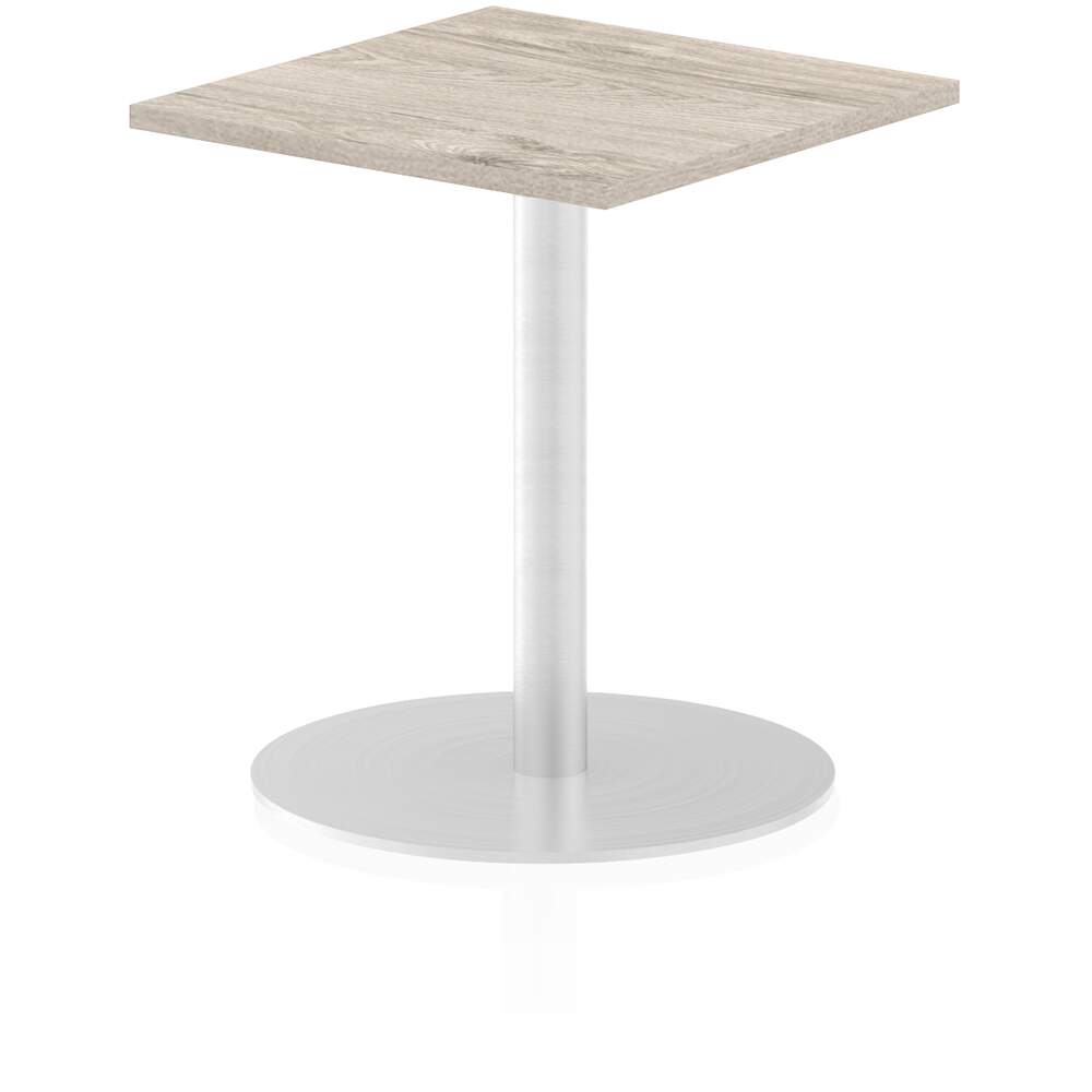 Italia 600mm Poseur Square Table Grey Oak Top 725mm High Leg