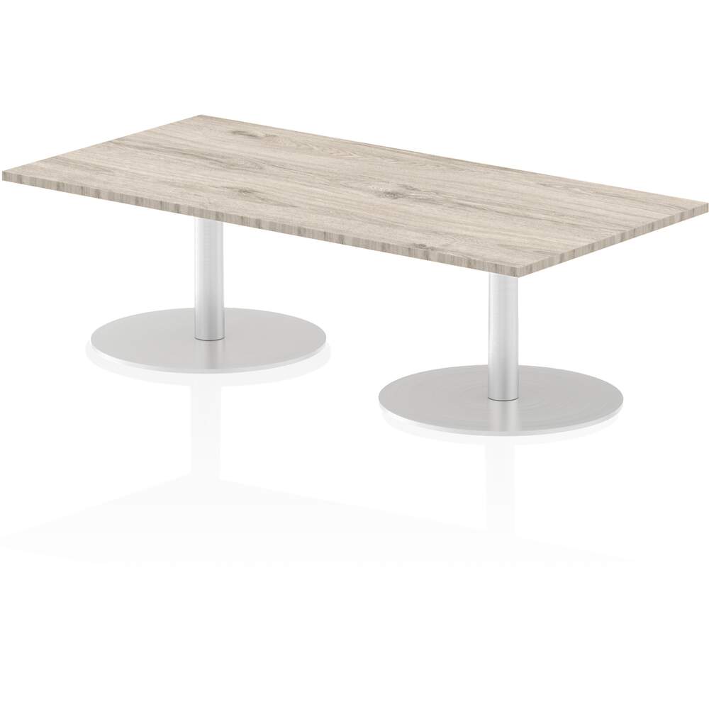 Italia 1600 x 800mm Poseur Rectangular Table Grey Oak Top 475mm High Leg