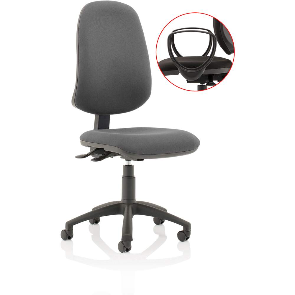Eclipse XL Lever Task Operator Chair Charcoal With Loop Arms