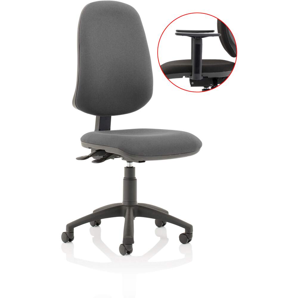 Eclipse XL Lever Task Operator Chair Charcoal With Height Adjustable Arms