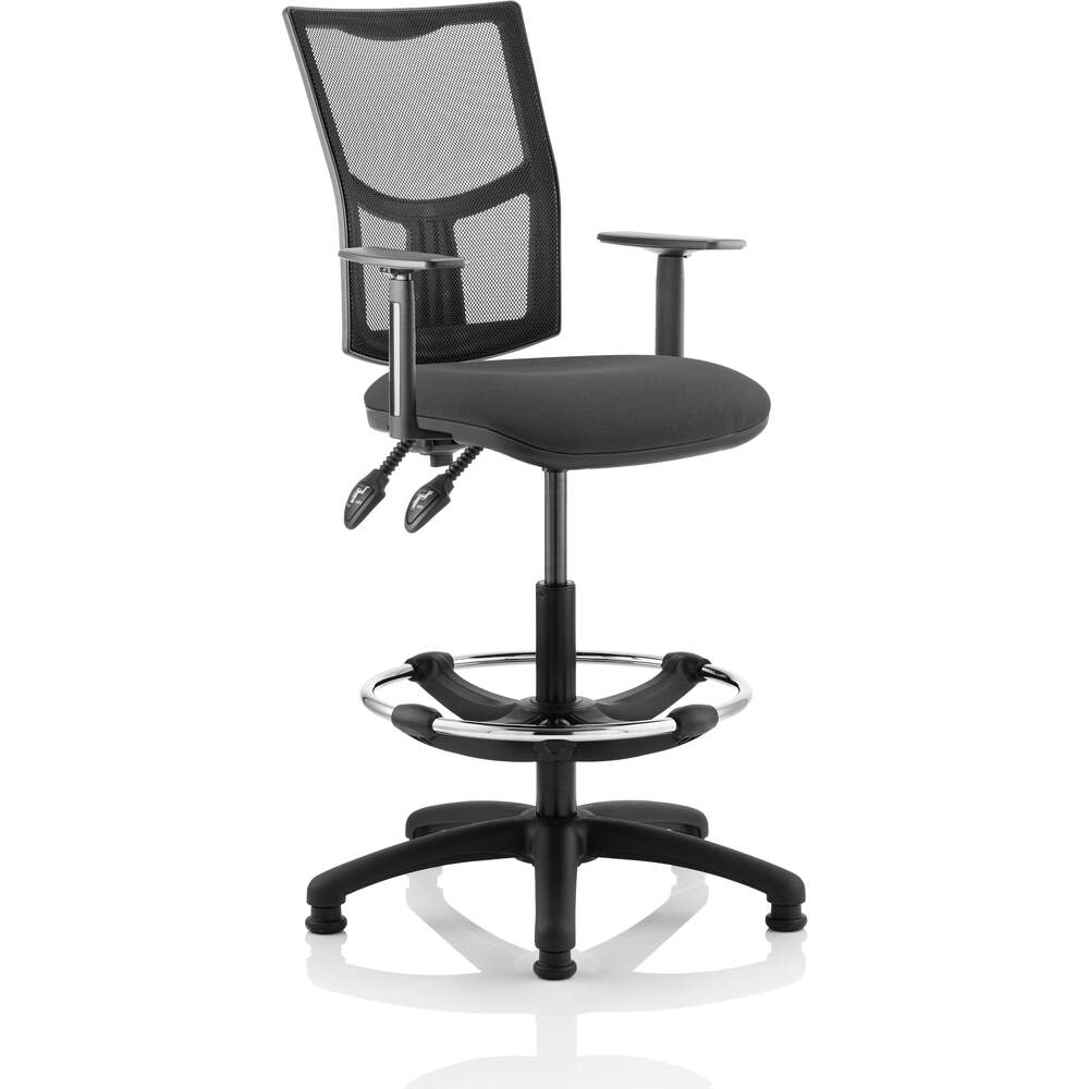 Eclipse II Lever Task Operator Chair Mesh Back With Charcoal Seat With Height Adjustable Arms With Hi Rise Draughtsman Kit