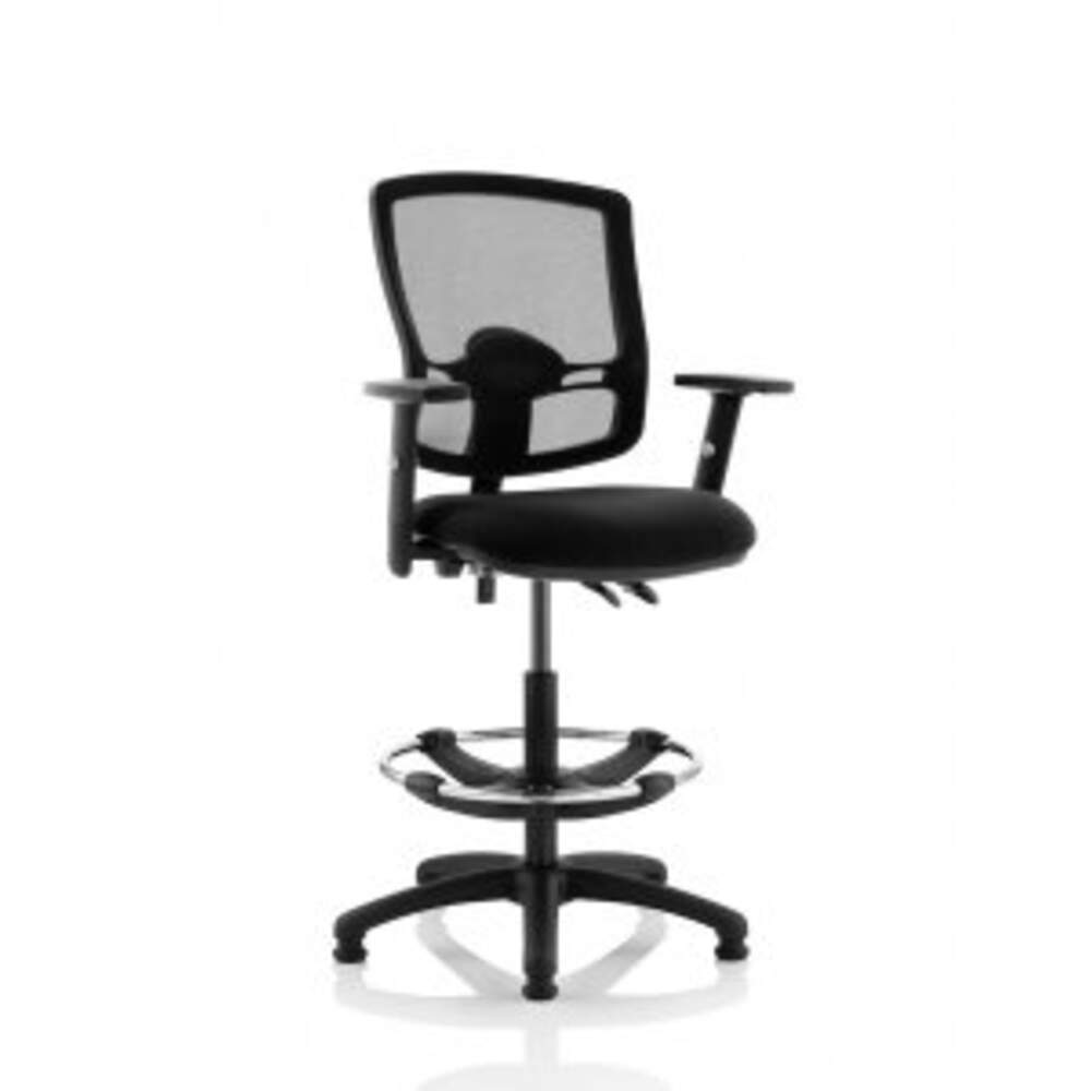 Eclipse Plus II Lever Task Operator Chair Mesh Back Deluxe With Black Seat With Height Adjustable Arms With Hi Rise Draughtsman Kit
