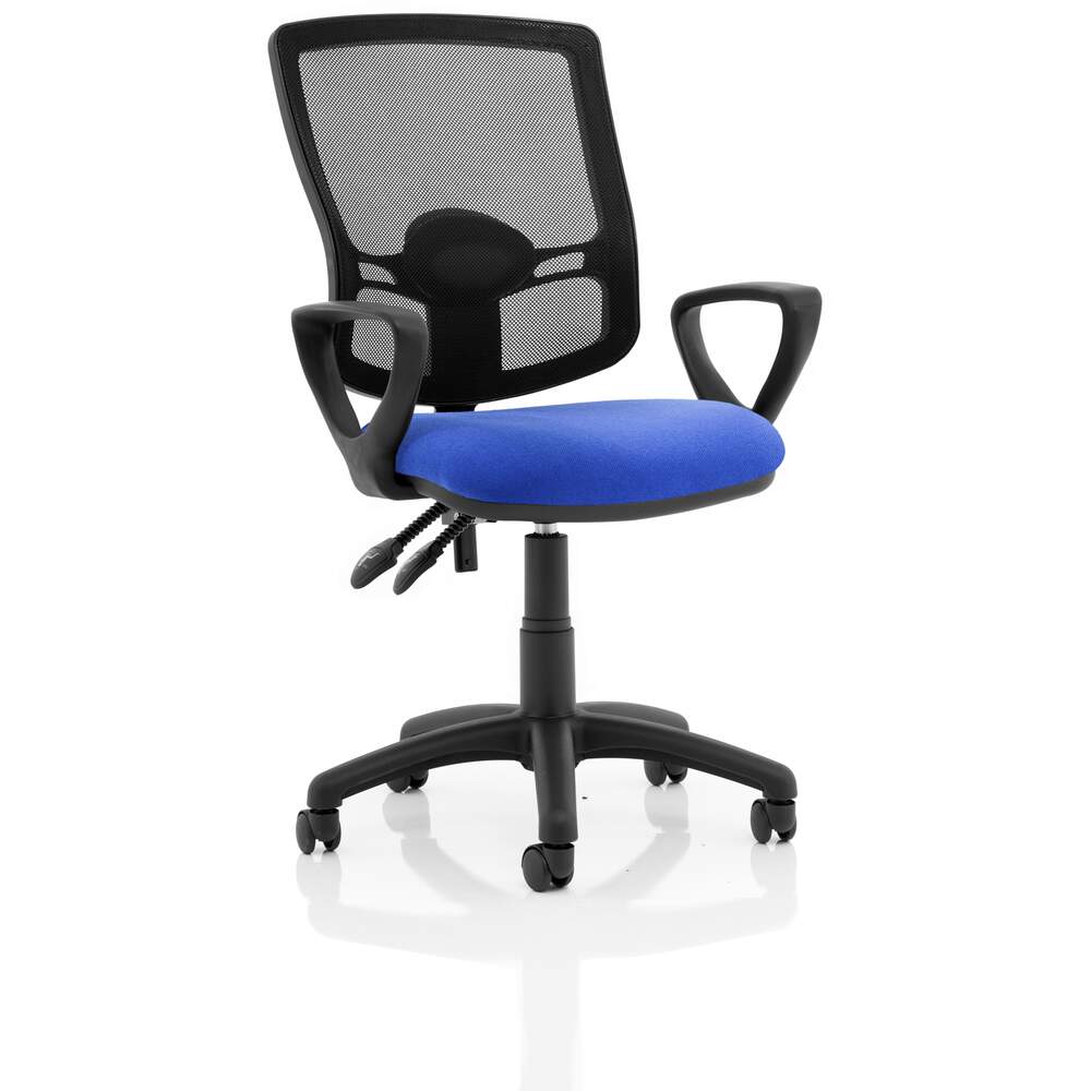Eclipse Plus II Lever Task Operator Chair Mesh Back Deluxe With Blue Seat With loop Arms