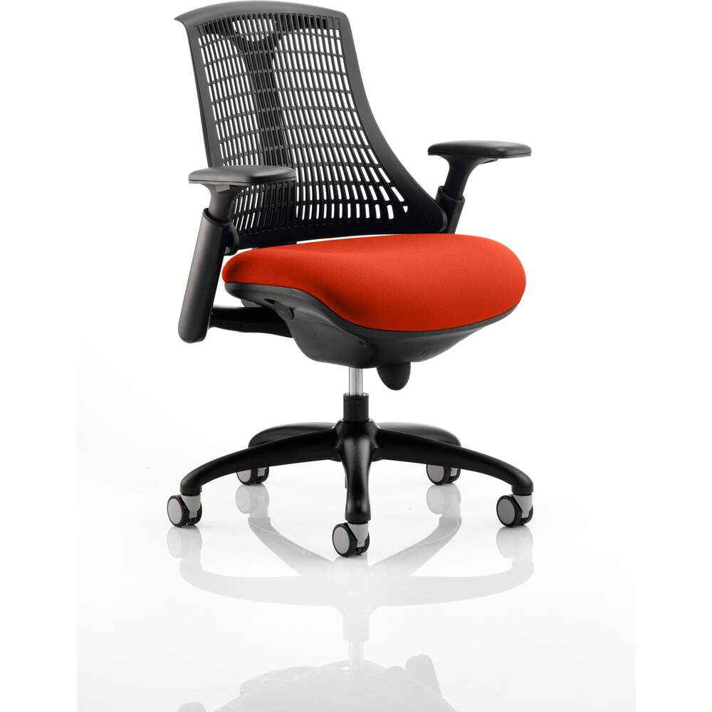 Flex Task Operator Chair Black Frame Black Back Bespoke Colour Seat Tabasco Red