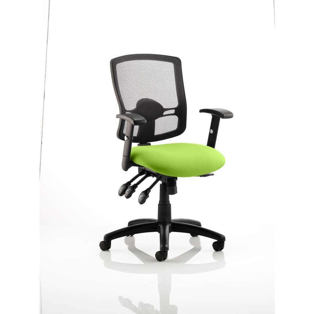 Portland III Black Mesh Back Bespoke Colour Seat Myrrh Green