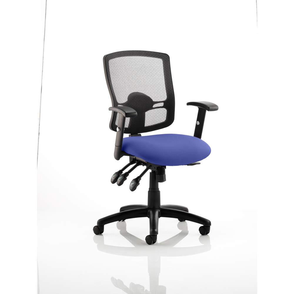 Portland III Black Mesh Back Bespoke Colour Seat Stevia Blue