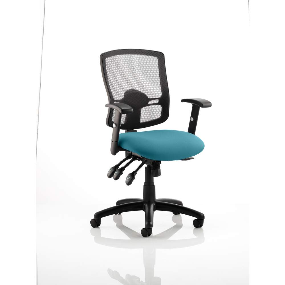 Portland III Black Mesh Back Bespoke Colour Seat Maringa Teal