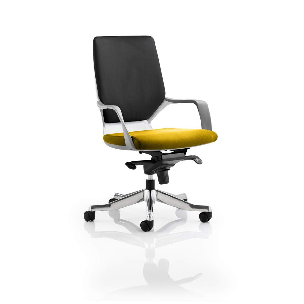 Xenon Executive White Shell Medium Back Bespoke Colour Seat Senna Yellow