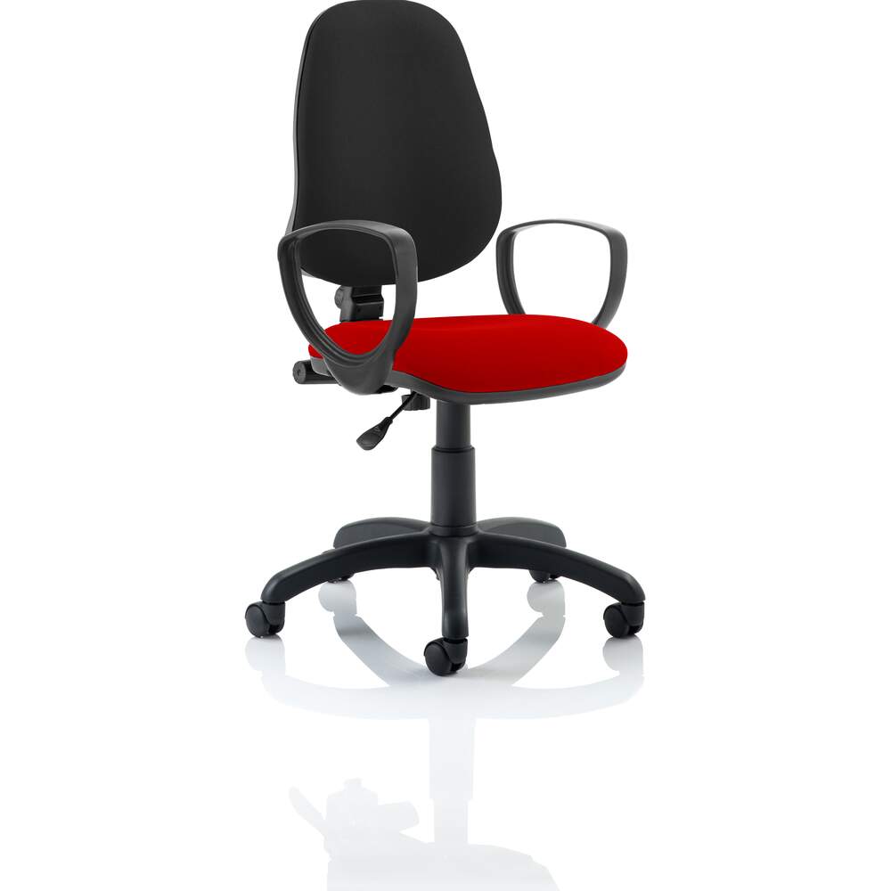 Eclipse I Lever Task Operator Chair Black Back Bespoke Seat With Loop Arms In Bergamot Cherry