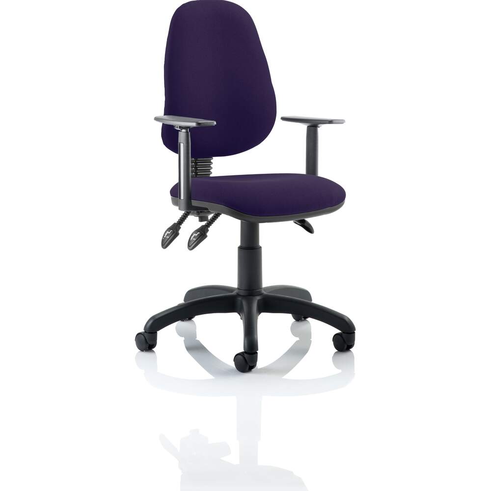 Eclipse III Lever Task Operator Chair Bespoke With Height Adjustable Arms In Tansy Purple