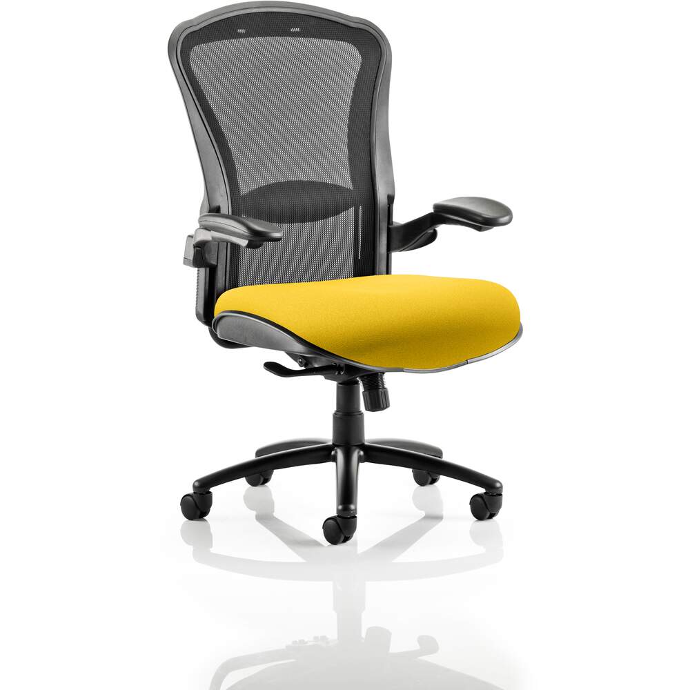 Houston Heavy Duty Task Operator Chair Black Mesh Back Bespoke Seat In Senna Yellow