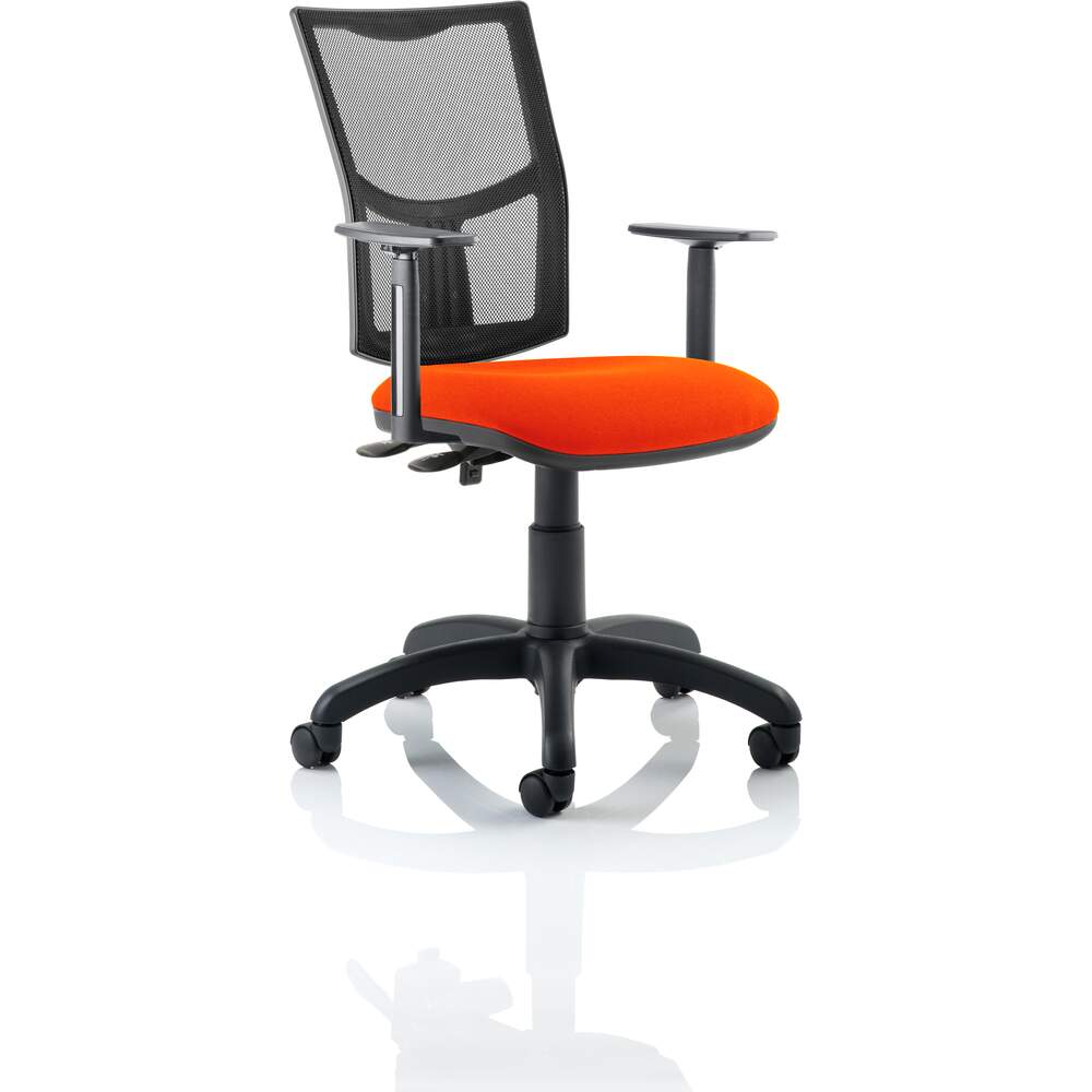 Eclipse II Lever Task Operator Chair Mesh Back With Bespoke Colour Seat in Tabasco Red With Height Adjustable Arms