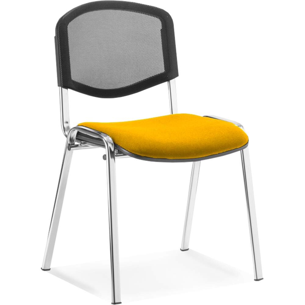 ISO Chrome Frame Mesh Back Bespoke Colour Fabric - (Min Order Qty X 4) Senna Yellow