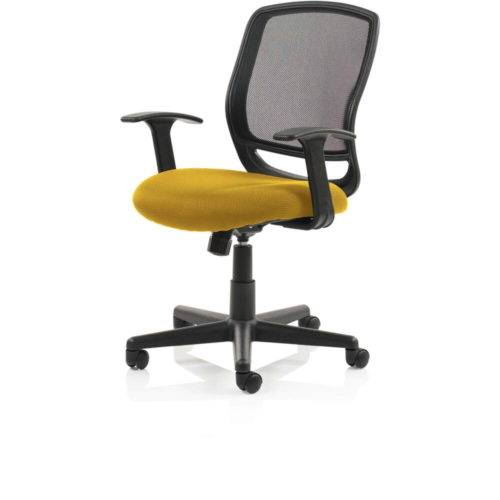 Mave Task Operator Chair Black Mesh With Arms Bespoke Colour Seat Senna Yellow