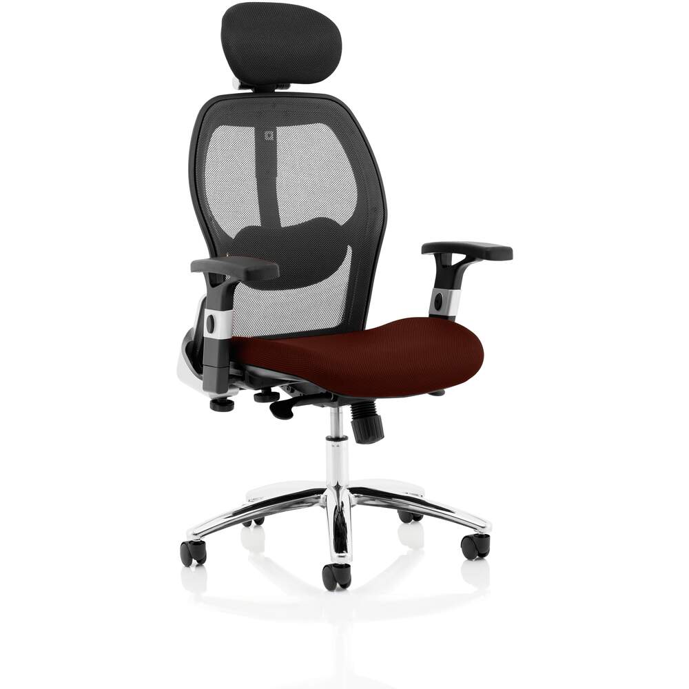 Sanderson II Upholstered Seat Only Ginseng Chilli Mesh Back Chair