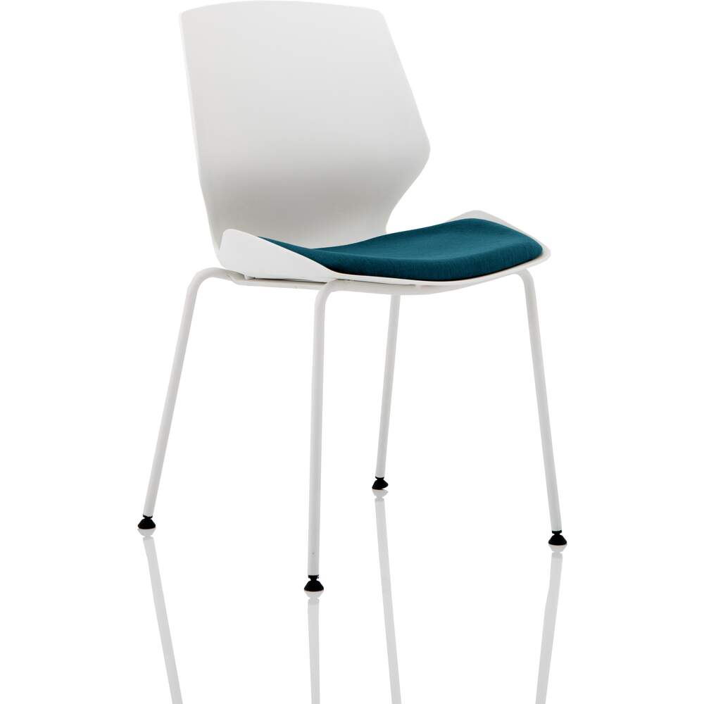 Florence White Frame Visitor Chair in Maringa Teal
