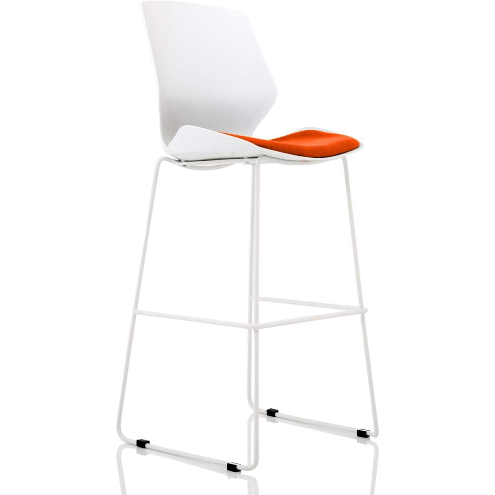 Florence White Frame High Stool in Tabasco Red