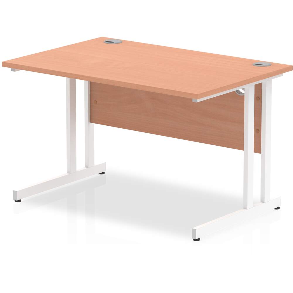 Impulse 1200 x 800mm Straight Desk Beech Top White Cantilever Leg