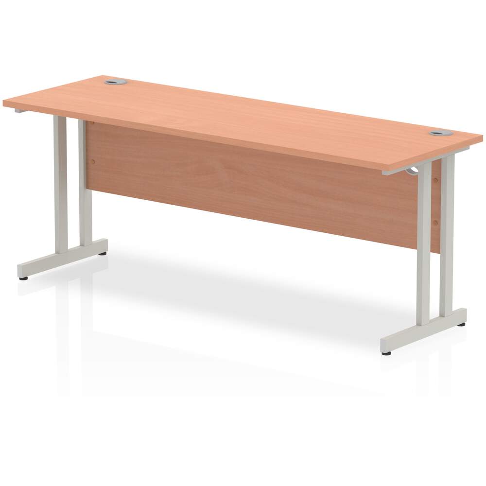 Impulse 1800 x 600mm Straight Desk Beech Top Silver Cantilever Leg