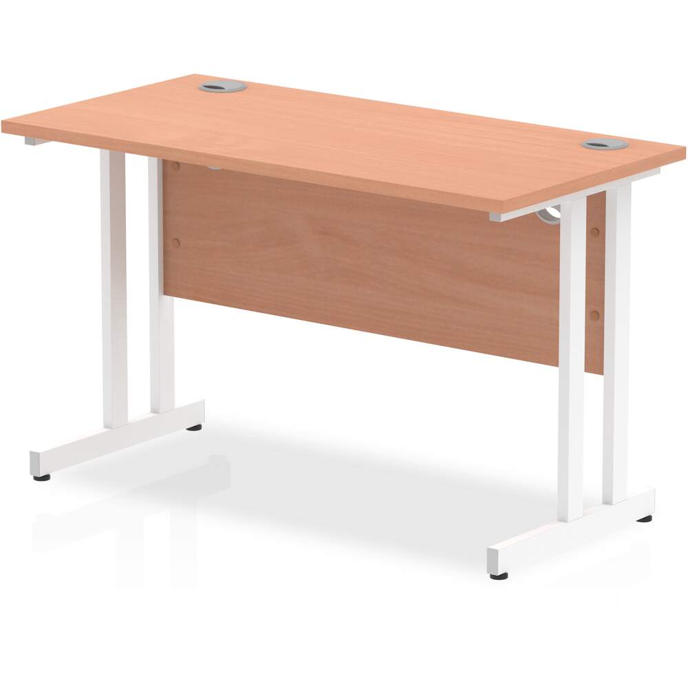 Impulse 1200 x 600mm Straight Desk Beech Top White Cantilever Leg