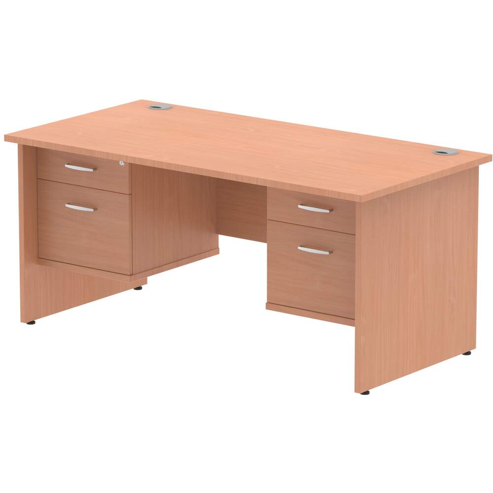 Impulse 1600 x 800mm Straight Desk Beech Top Panel End Leg 2 x 2 Drawer Fixed Pedestal
