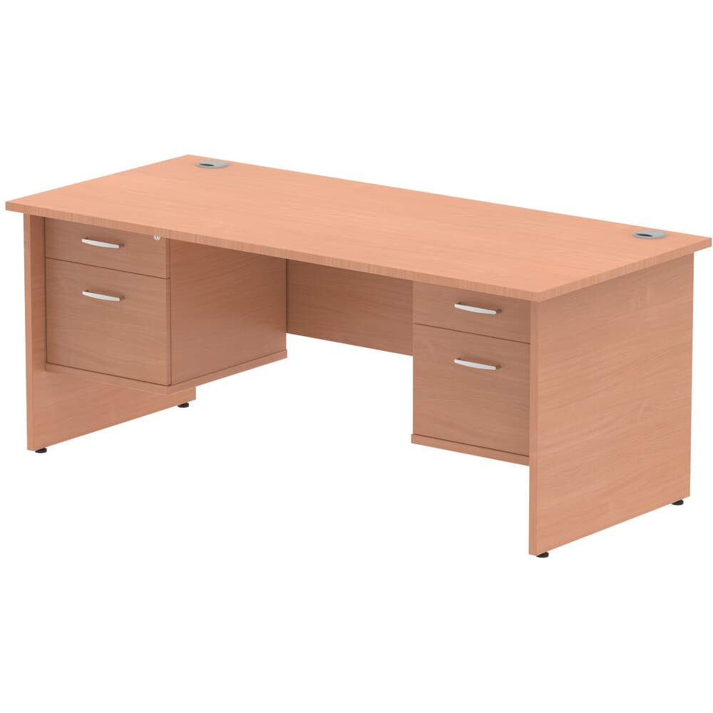 Impulse 1800 x 800mm Straight Desk Beech Top Panel End Leg 2 x 2 Drawer Fixed Pedestal