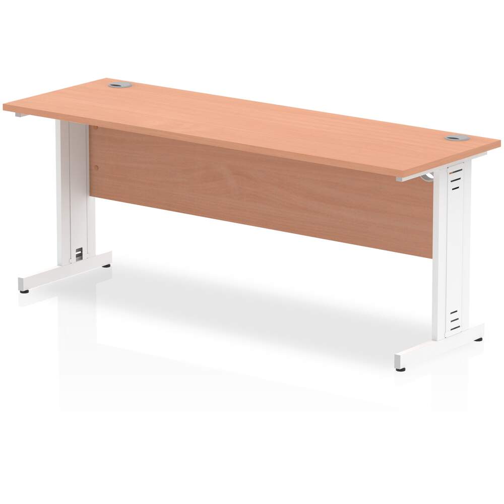 Impulse 1800 x 600mm Straight Desk Beech Top White Cable Managed Leg