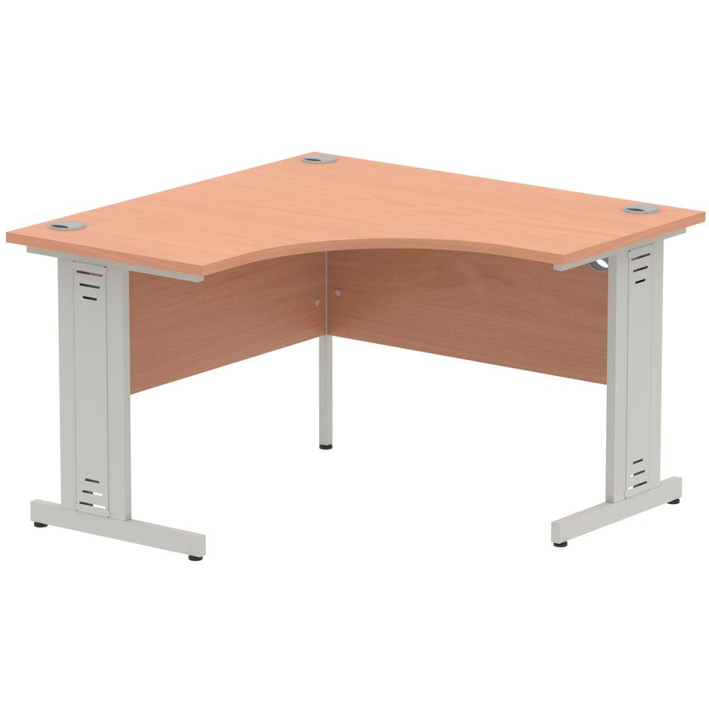 Impulse 1200mm Corner Desk Beech Top Silver Cable Managed Leg