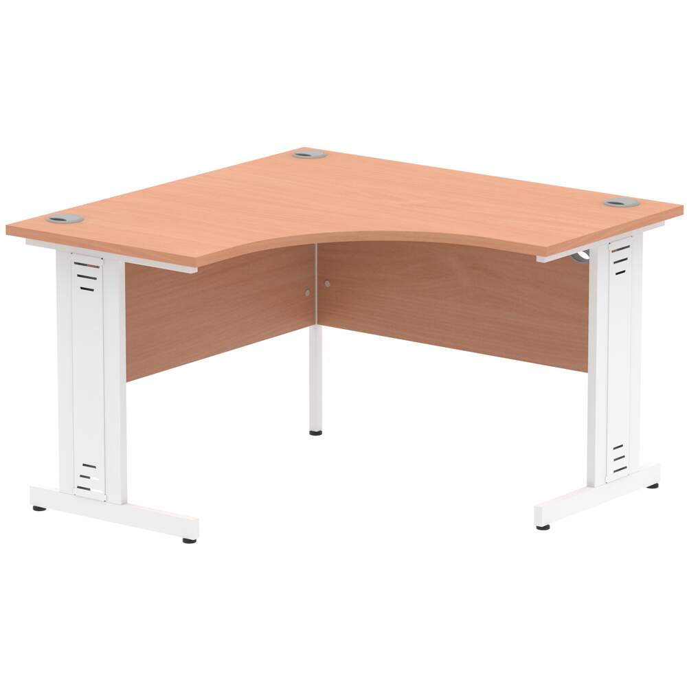 Impulse 1200mm Corner Desk Beech Top White Cable Managed Leg