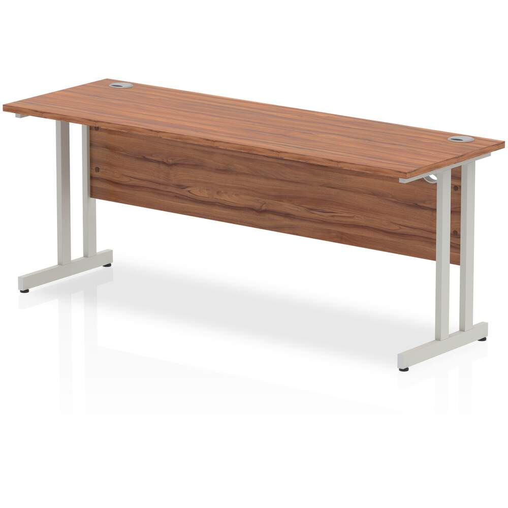 Impulse 1800 x 600mm Straight Desk Walnut Top Silver Cantilever Leg