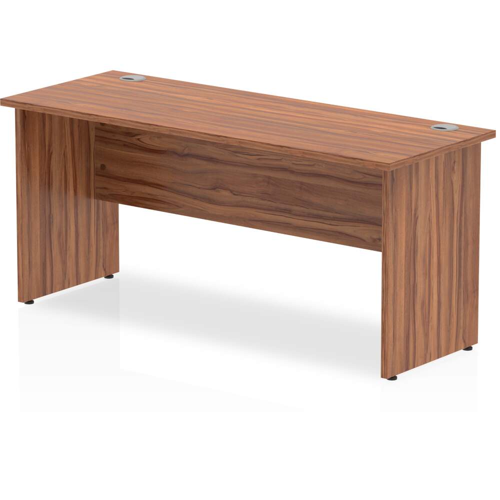 Impulse 1600 x 600mm Straight Desk Walnut Top Panel End Leg