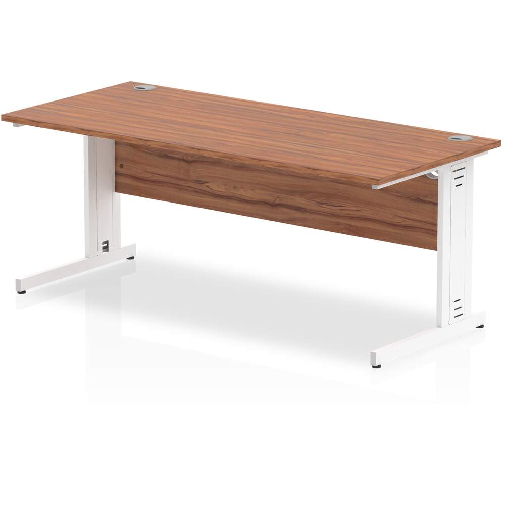 Impulse 1800 x 800mm Straight Desk Walnut Top White Cable Managed Leg