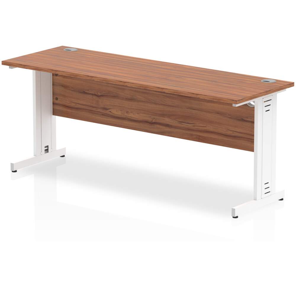 Impulse 1800 x 600mm Straight Desk Walnut Top White Cable Managed Leg