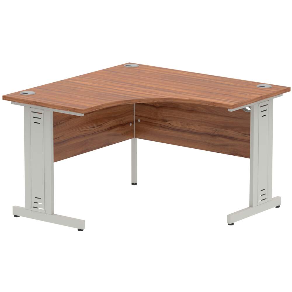 Impulse 1200mm Corner Desk Walnut Top Silver Cable Managed Leg