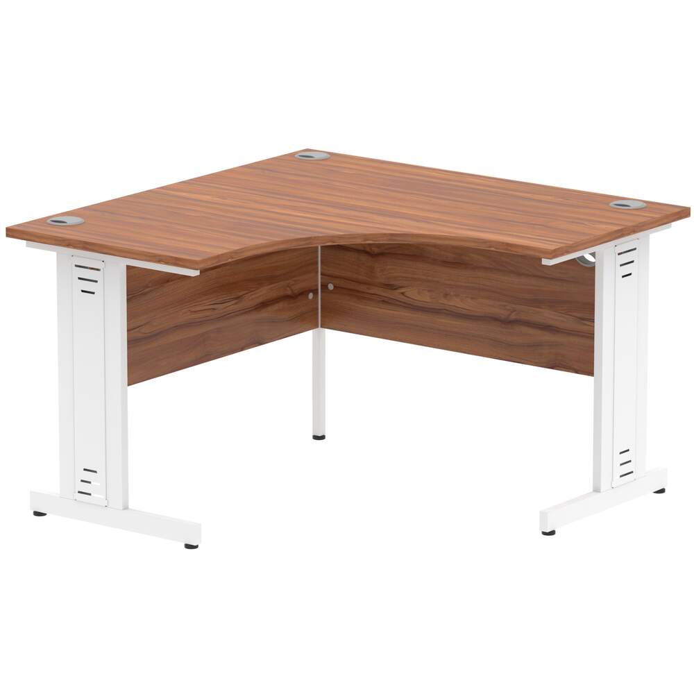 Impulse 1200mm Corner Desk Walnut Top White Cable Managed Leg