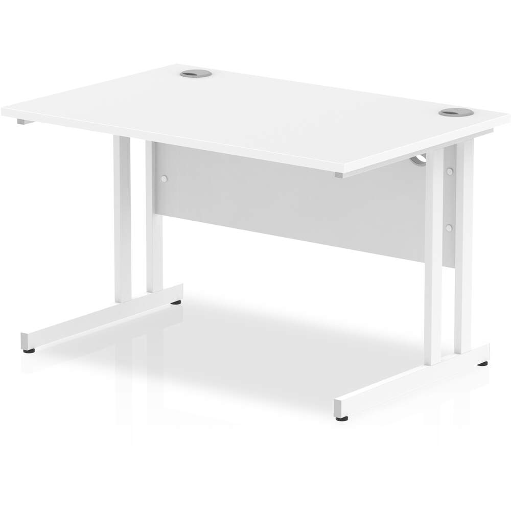 Impulse 1200 x 800mm Straight Desk White Top White Cantilever Leg